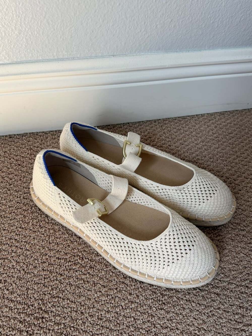 Rothy's The Espadrille Mary Jane Flats Jasmine Beige